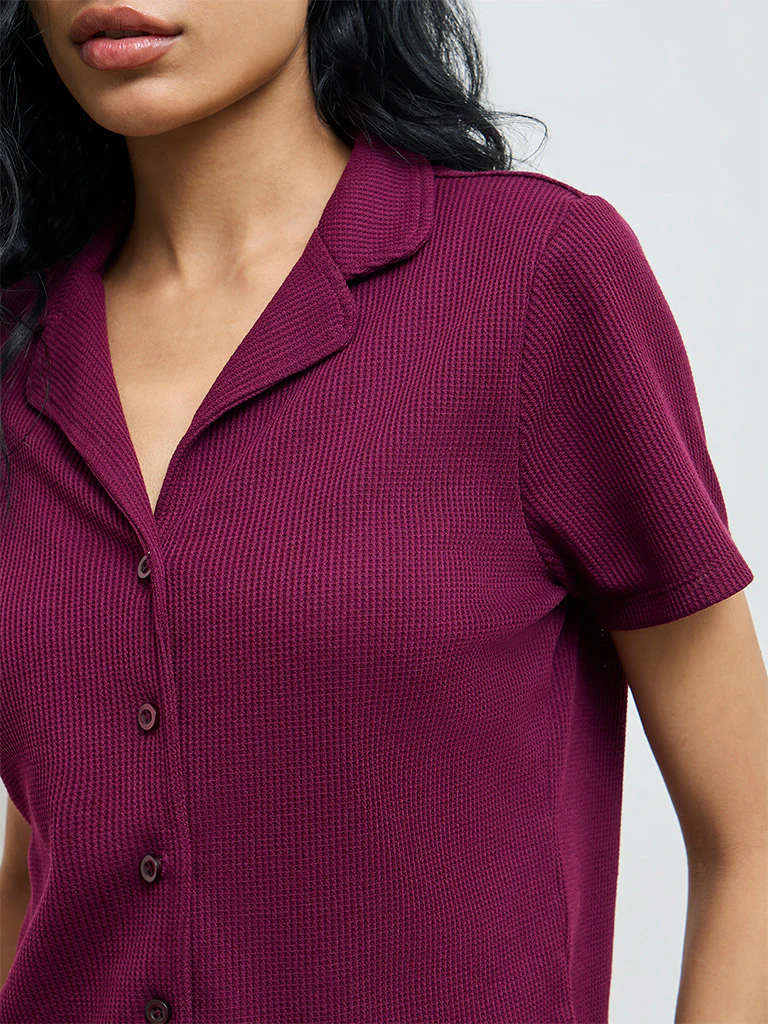 Superstar Plum Textured Shirt - Image 3