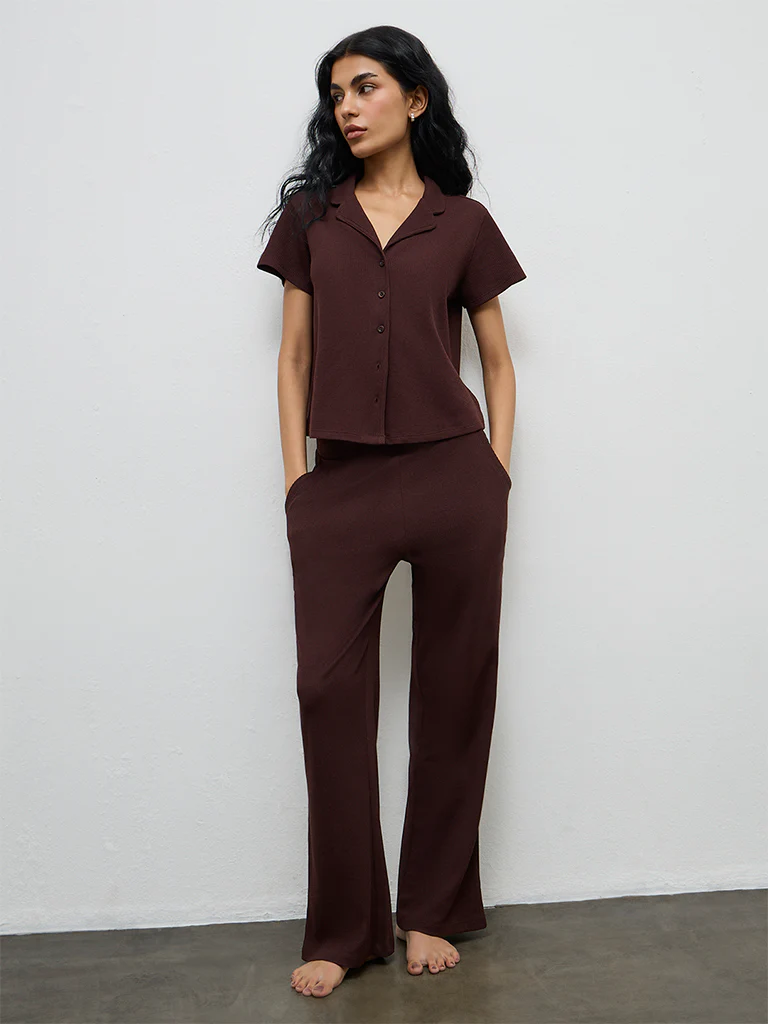 Superstar Purple Textured Cotton Shirt