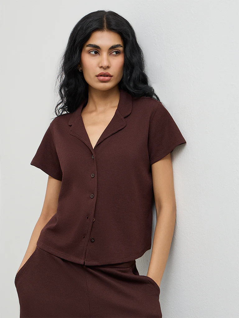 Superstar Purple Textured Cotton Shirt - Image 2