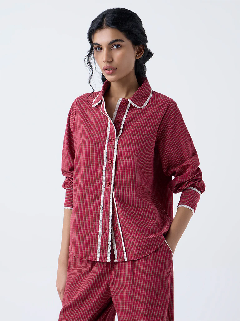 Superstar Red Checkered Cotton  Shirt - Image 2