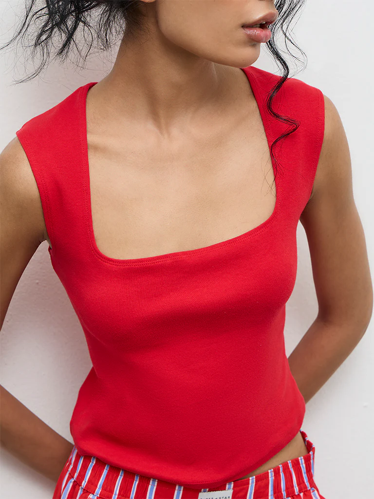 Superstar Red Cotton-Blend Top - Image 3