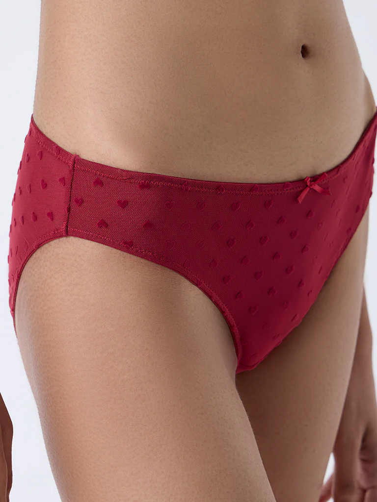 Superstar Red Mesh Detailed Bikini Briefs - Image 3