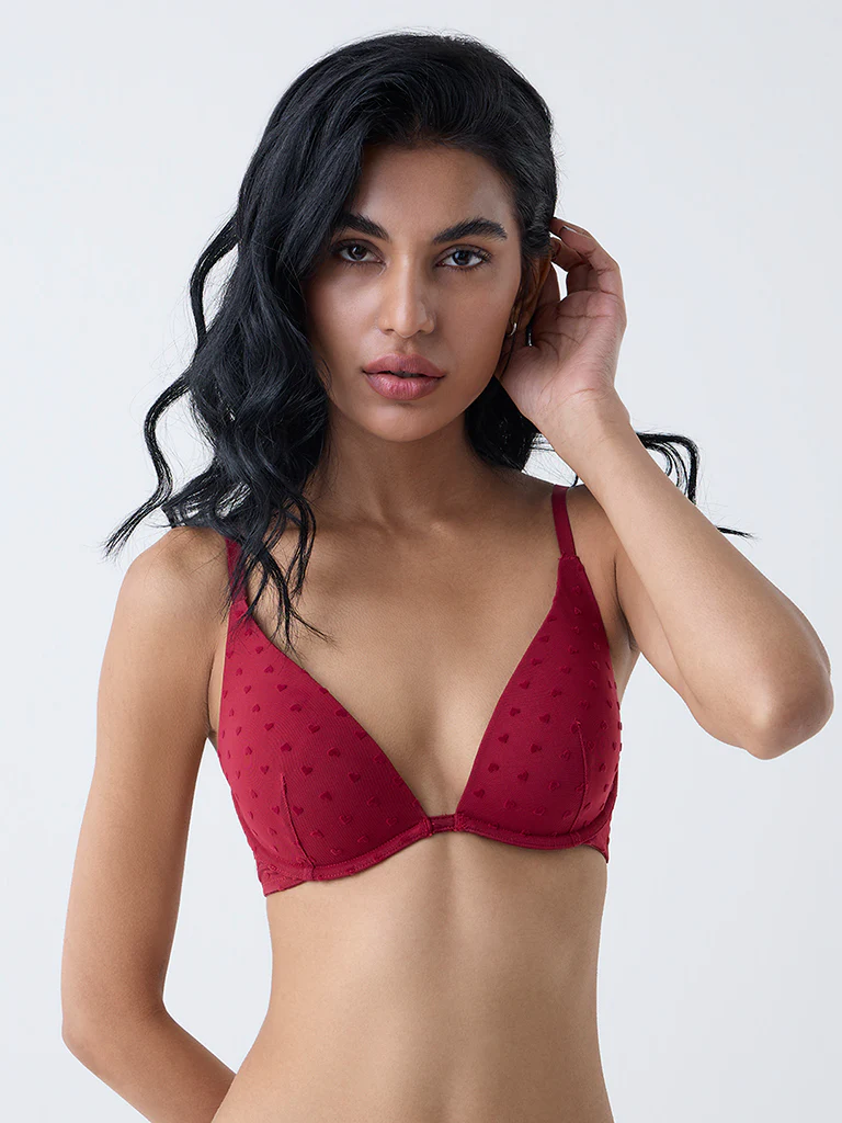 Superstar Red Mesh Detailed Wired Bra - Image 2