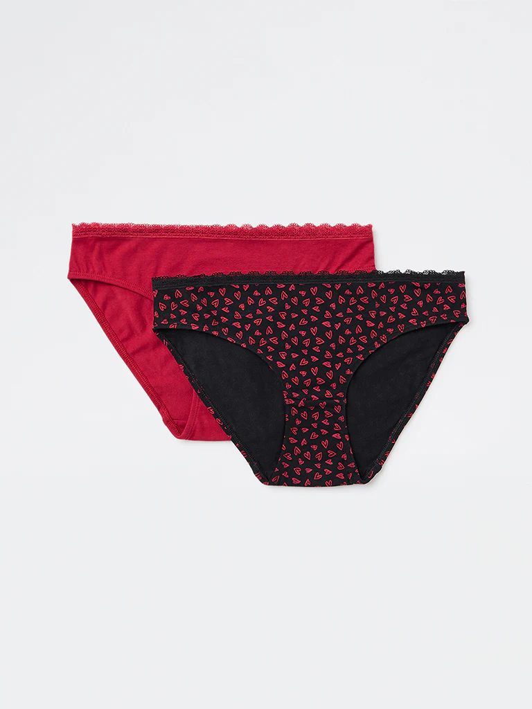 Superstar Red Printed Cotton-Blend Bikini Briefs - Pack of 2 - Image 2