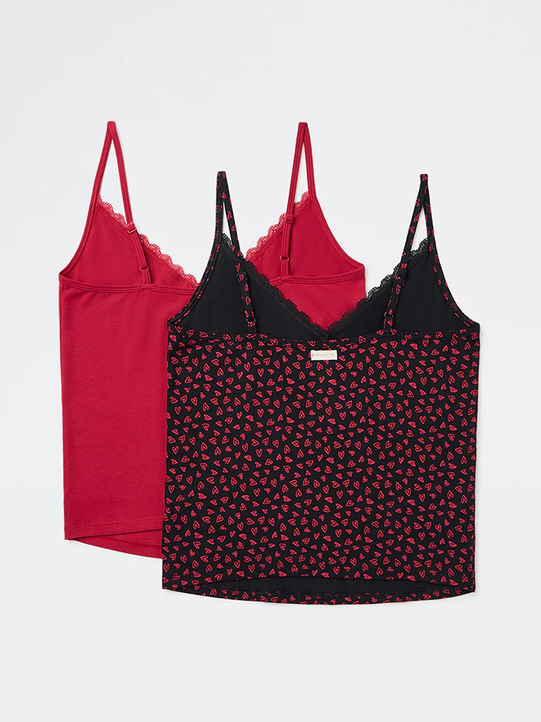 Superstar Red Printed Cotton-Blend Camisole - Pack of 2 - Image 6