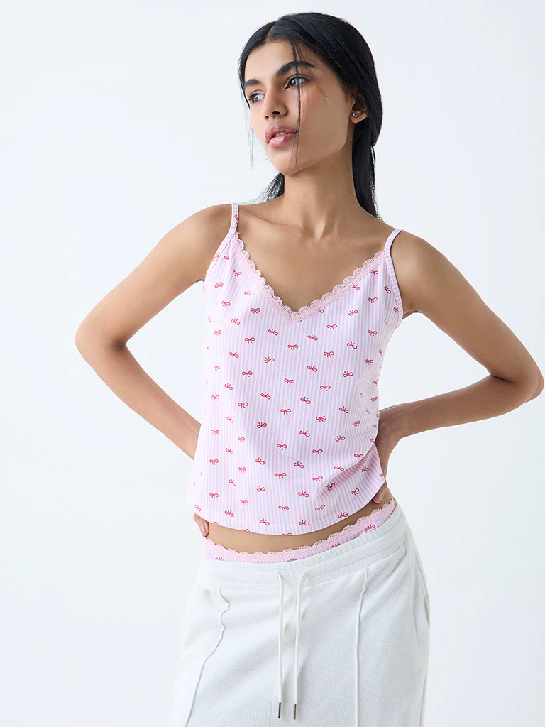 Superstar Red Printed Cotton-Blend Camisoles - Pack of 2 - Image 3