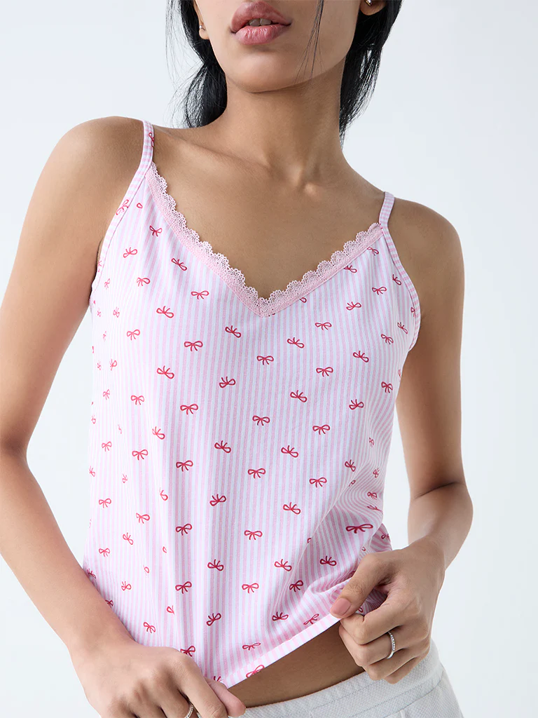 Superstar Red Printed Cotton-Blend Camisoles - Pack of 2 - Image 4