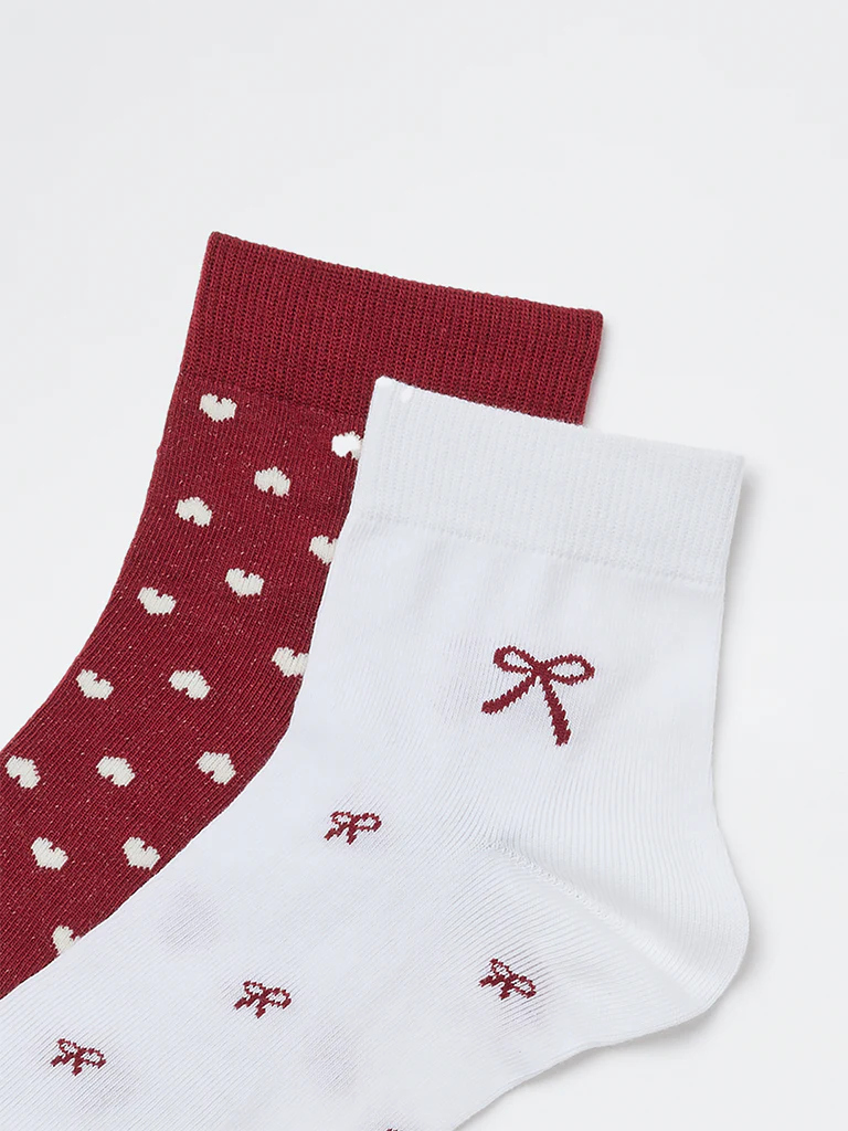 Superstar Red Printed Cotton-Blend Socks - Pack of 2 - Image 3