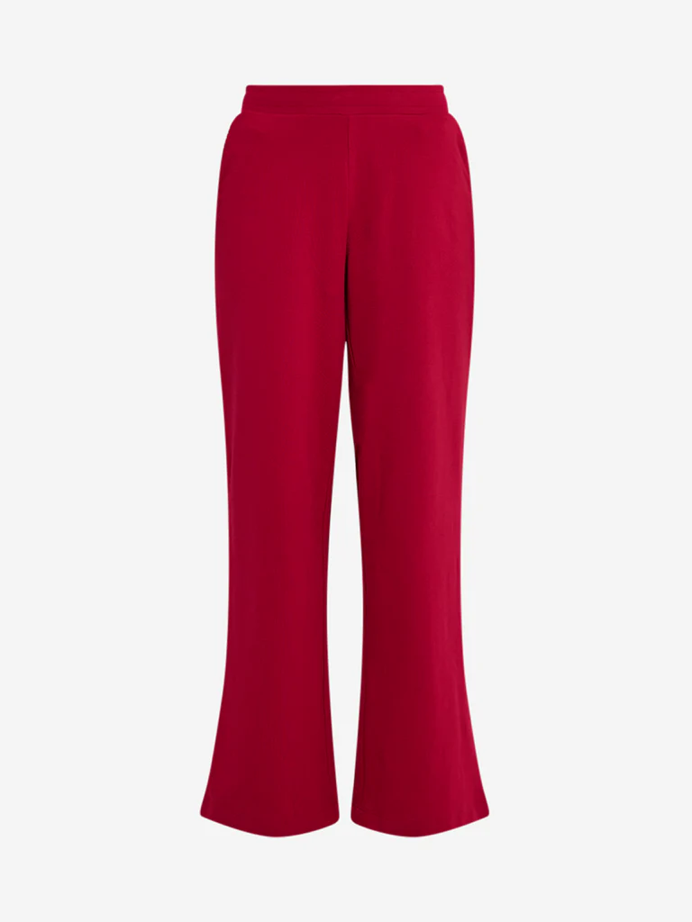 Superstar Red Ribbed High-Rise Cotton-Blend Pants - Image 5