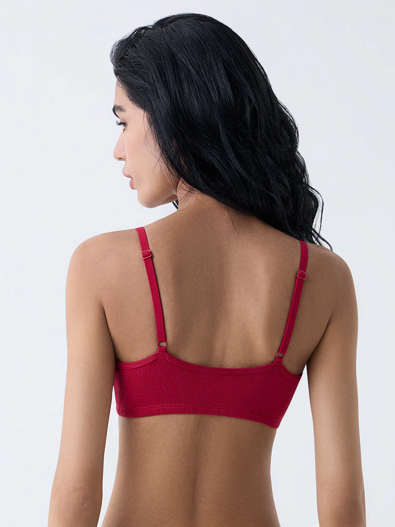 Superstar Red Ribbed Padded Bralette - Image 4