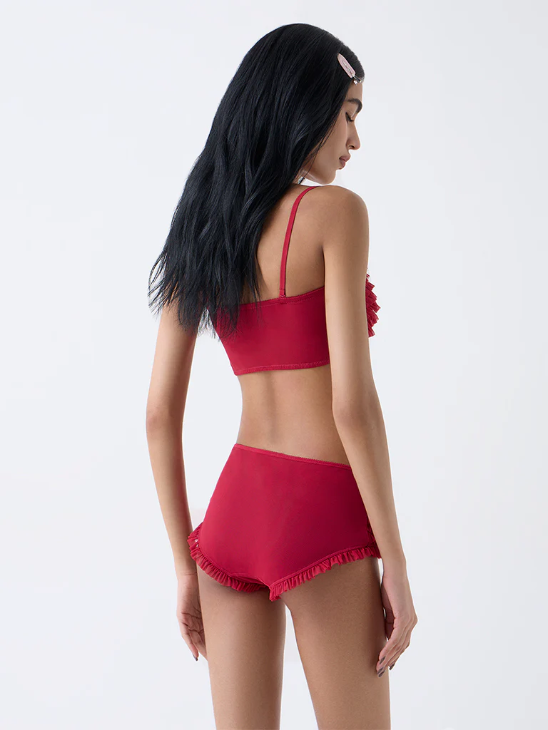 Superstar Red Ruffle-Detailed Boy Shorts Briefs - Image 4