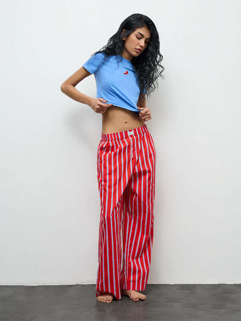 Superstar Red Striped High-Rise Cotton Pants