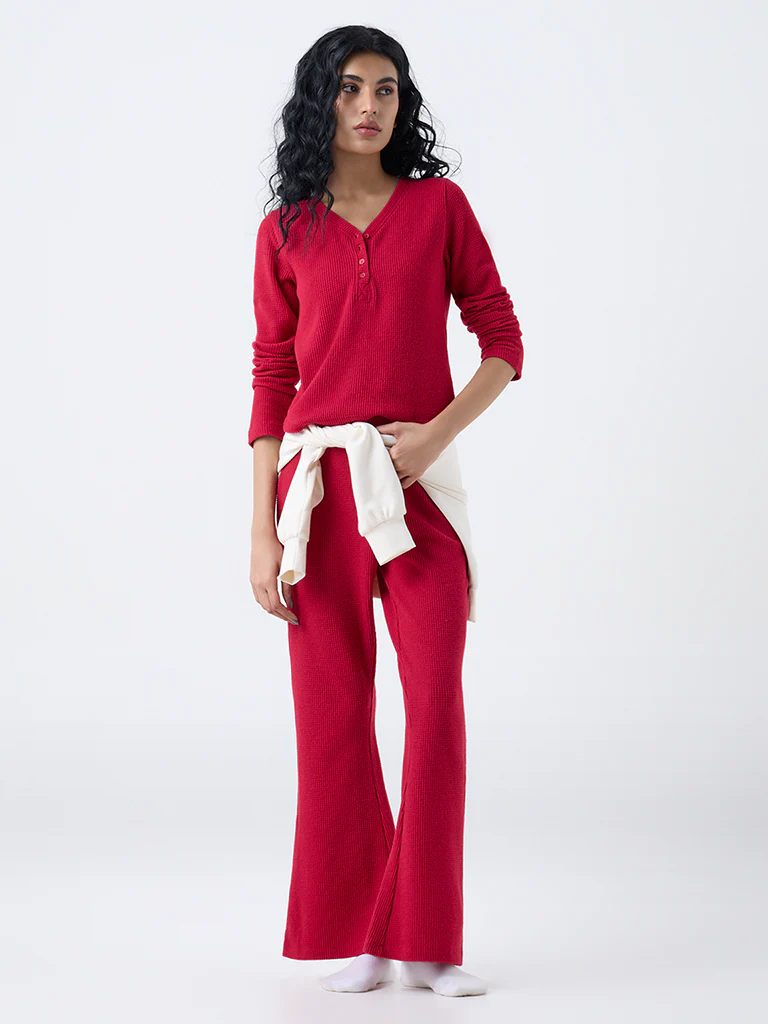 Superstar Red Waffle-Textured Top - Image 2