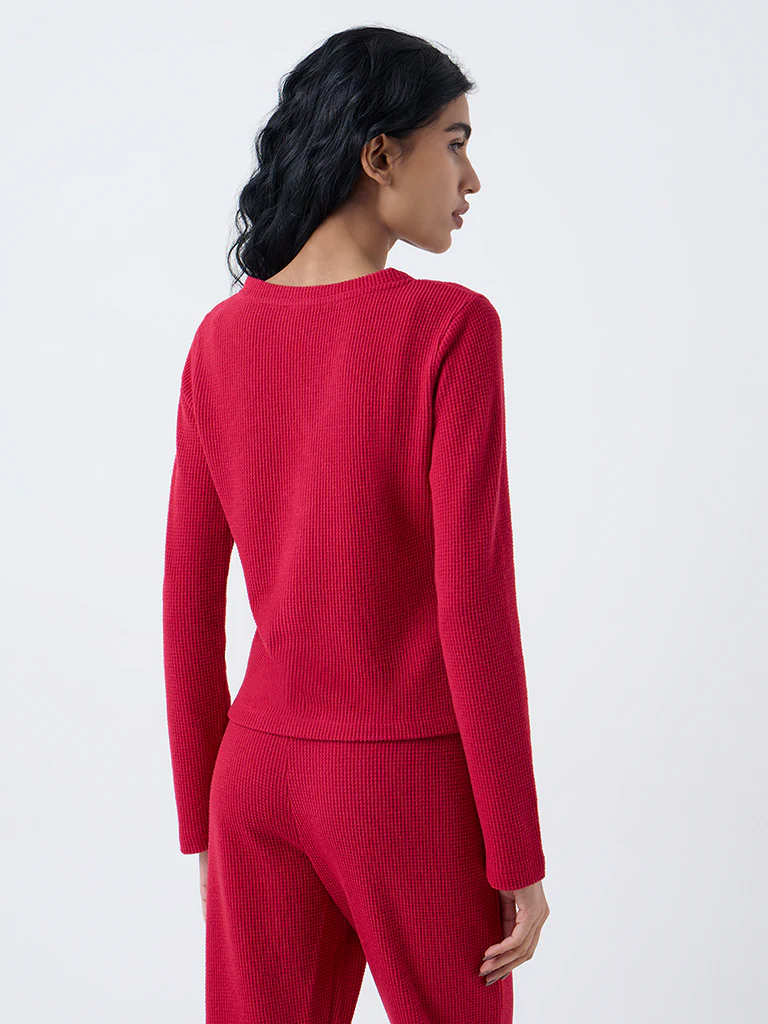 Superstar Red Waffle-Textured Top - Image 3