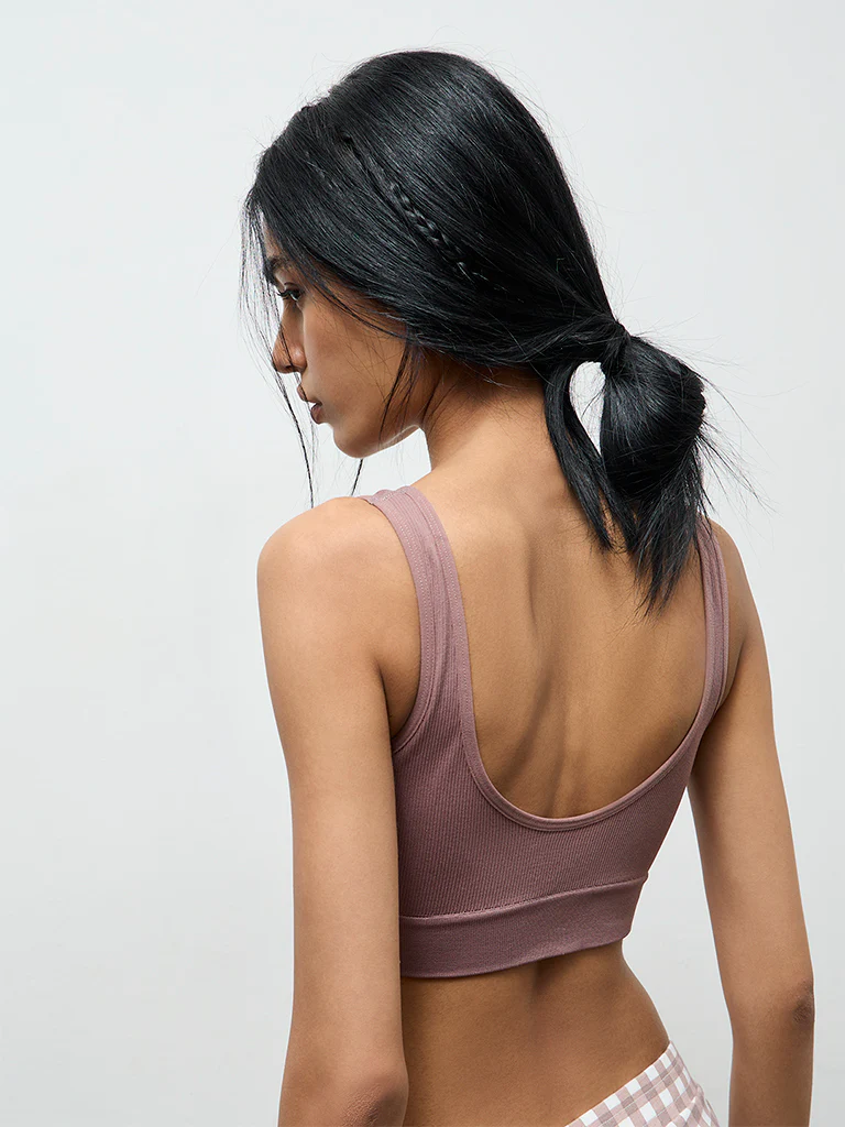 Superstar Taupe Ribbed Padded Bra - Image 4
