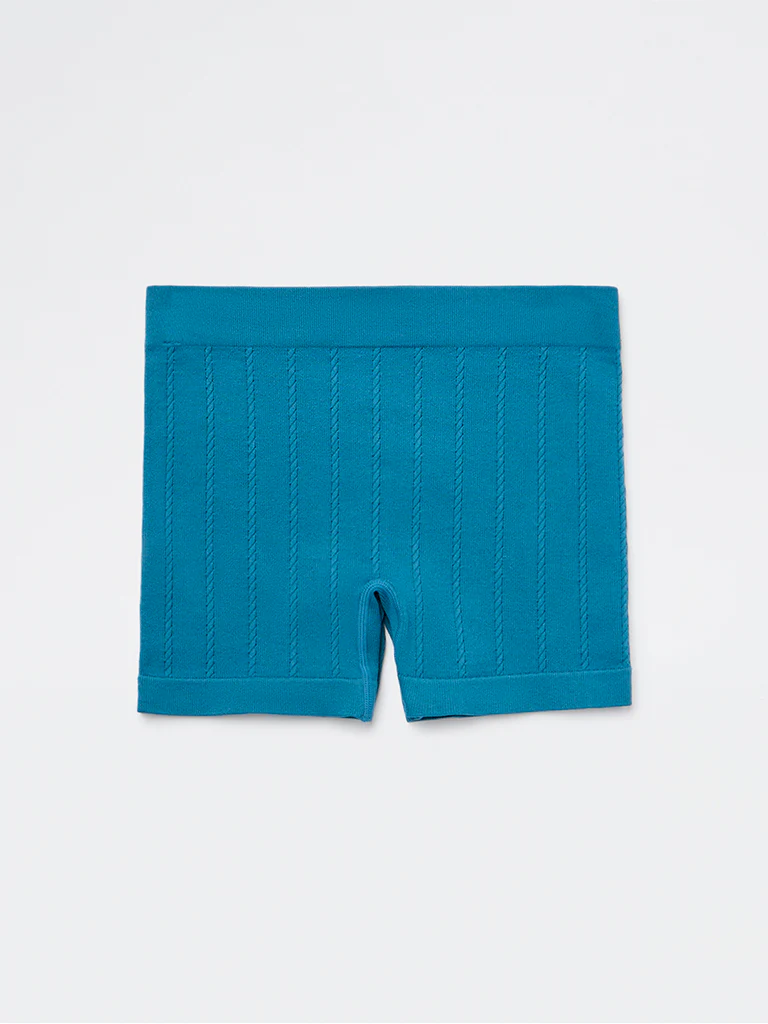 Superstar Teal Cable-Knit Seam-Free Boy Shorts Briefs - Image 2