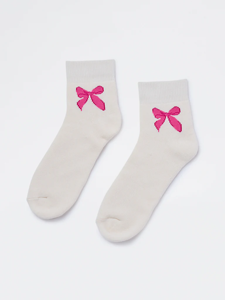 Superstar White Bow Detailed Socks