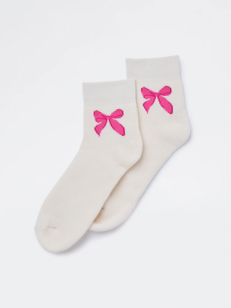 Superstar White Bow Detailed Socks - Image 2