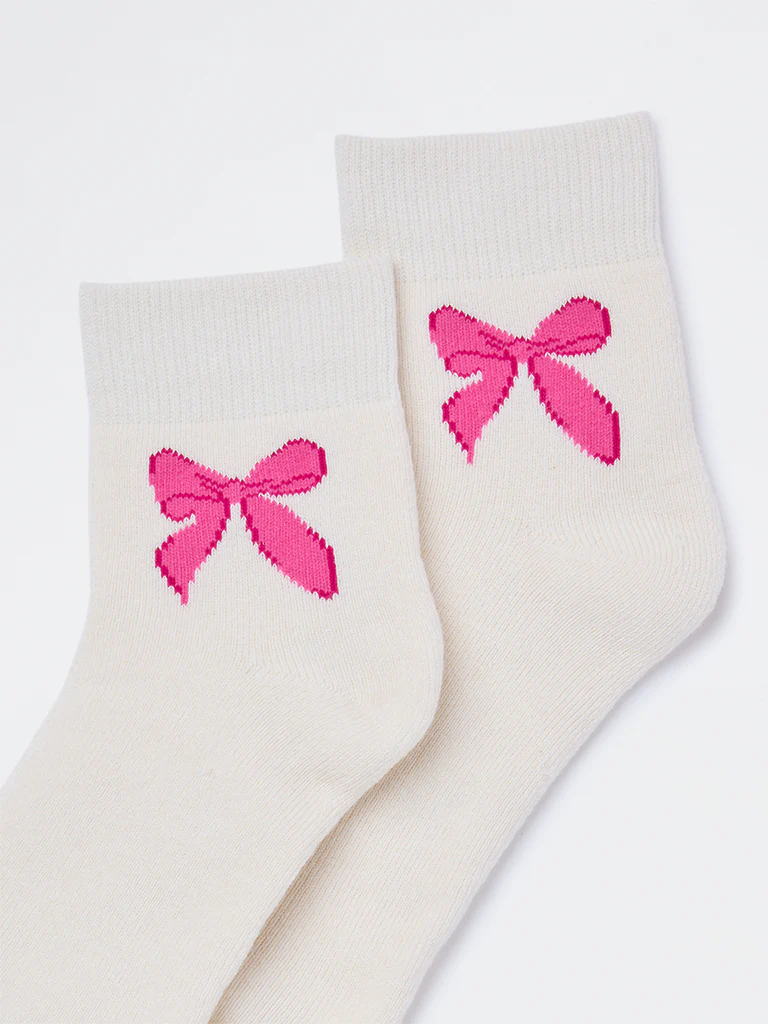 Superstar White Bow Detailed Socks - Image 3