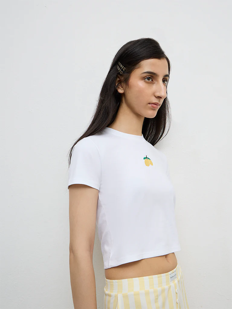 Superstar White Embroidered Cotton-Blend T-Shirt