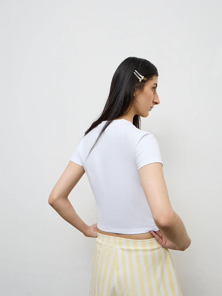 Superstar White Embroidered Cotton-Blend T-Shirt - Image 4