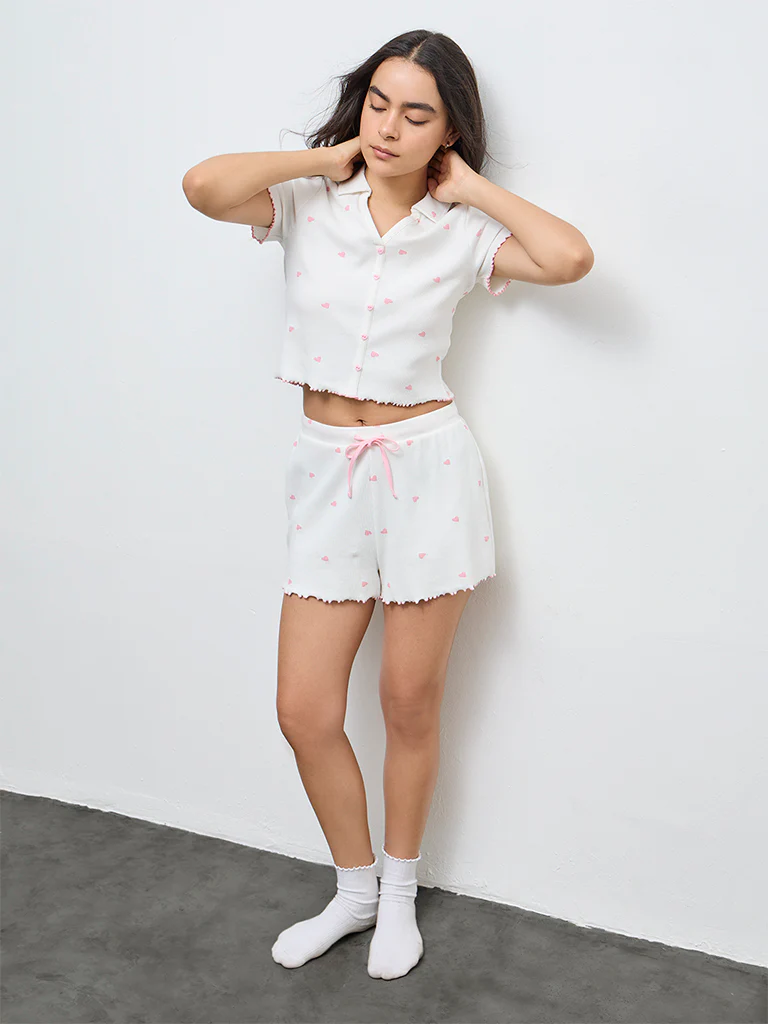 Superstar White Heart Printed Cotton-Blend Shirt - Image 2