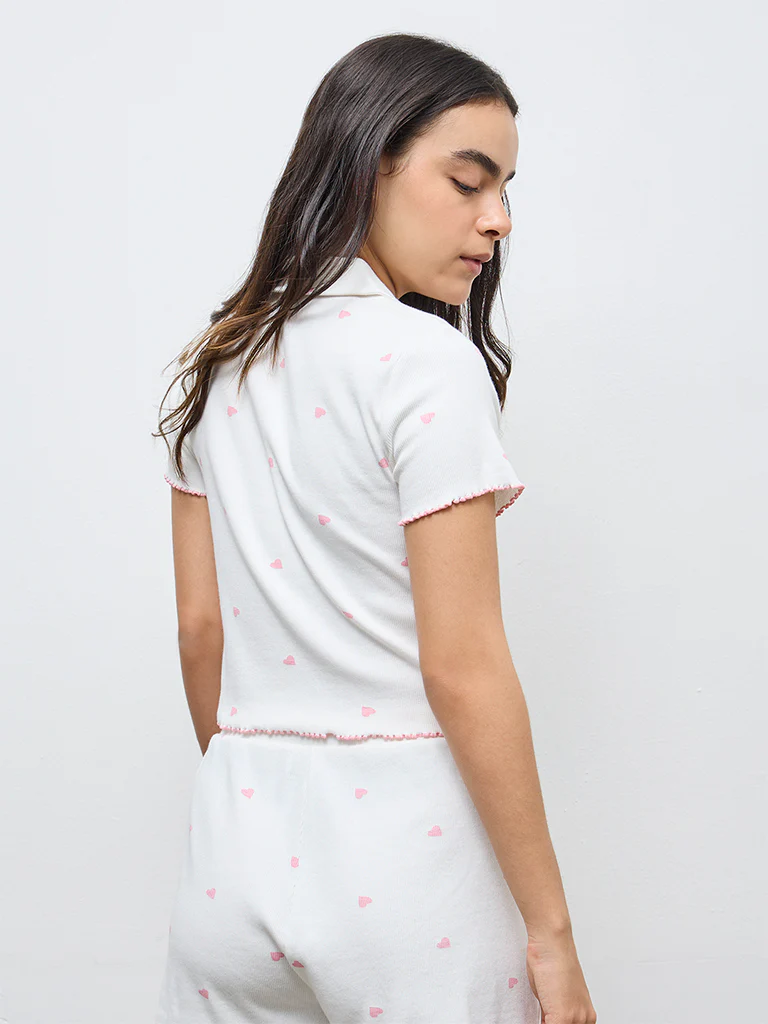 Superstar White Heart Printed Cotton-Blend Shirt - Image 4