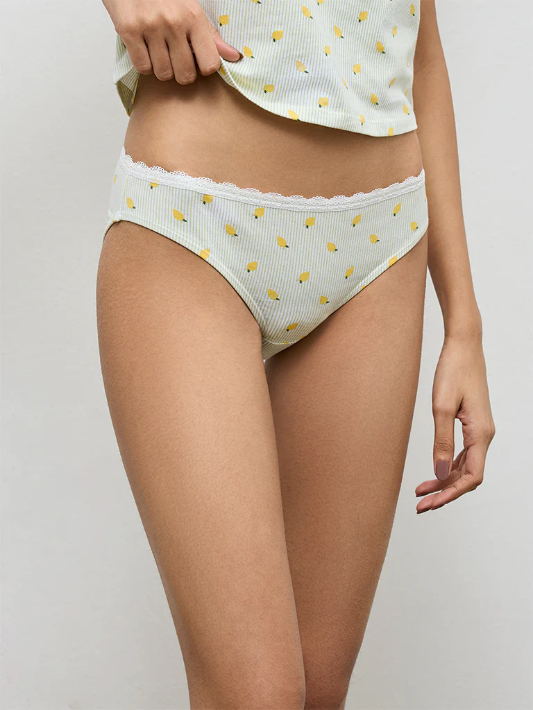Superstar White Printed Ribbed Cotton-Blend Bikini Briefs - Image 2