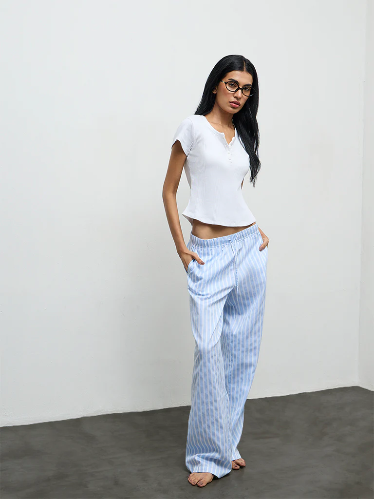 Superstar White Ribbed Cotton-Blend T-Shirt - Image 2