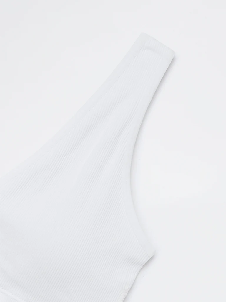 Superstar White Ribbed-Textured Padded Bra - Image 3