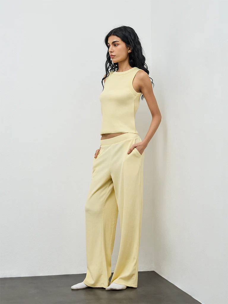Superstar Yellow Ribbed-Textured Tank Top - Image 2