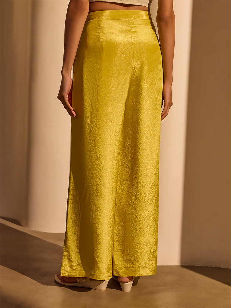Textured Straight-Leg Pants - Yellow - Image 4