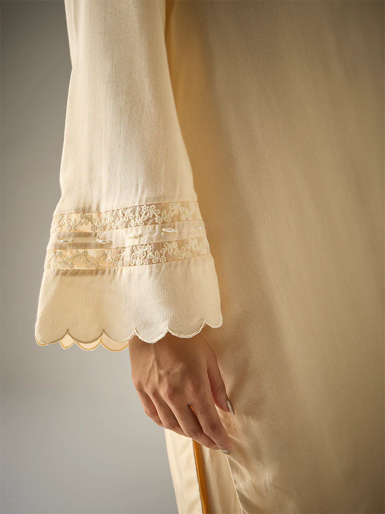 Three Piece Kurta Set β Cream - Image 4