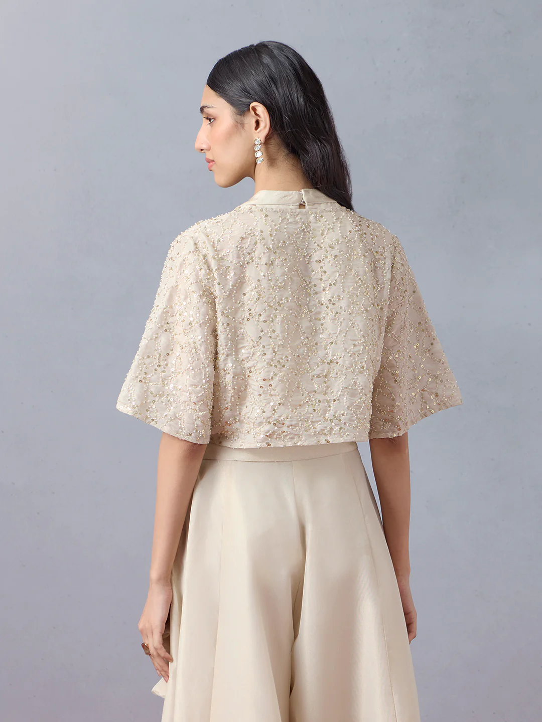 Top with Embellished Jacket - Beige - Image 4