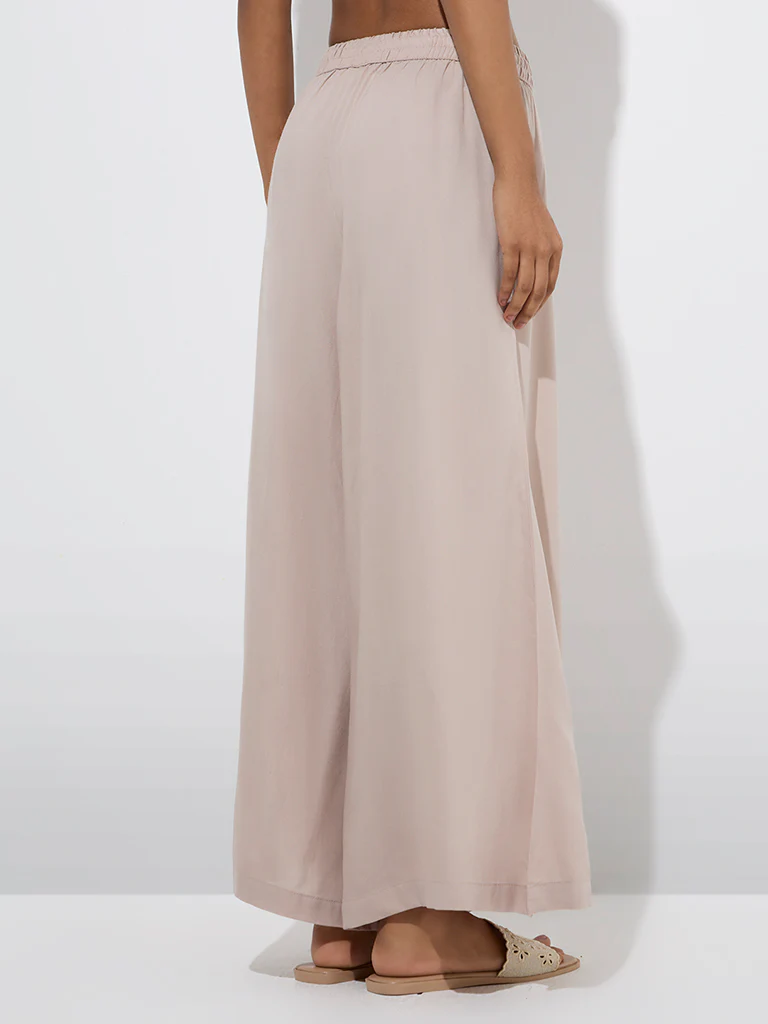 Utsa Beige Solid Palazzos - Image 5