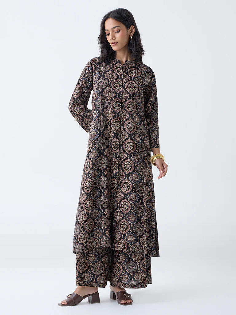 Utsa Black Argyle Printed Palazzos - Image 2