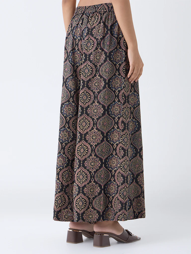 Utsa Black Argyle Printed Palazzos - Image 4