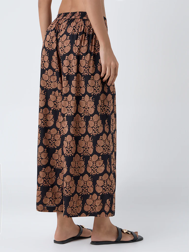 Utsa Black Botanical Printed Palazzos - Image 4