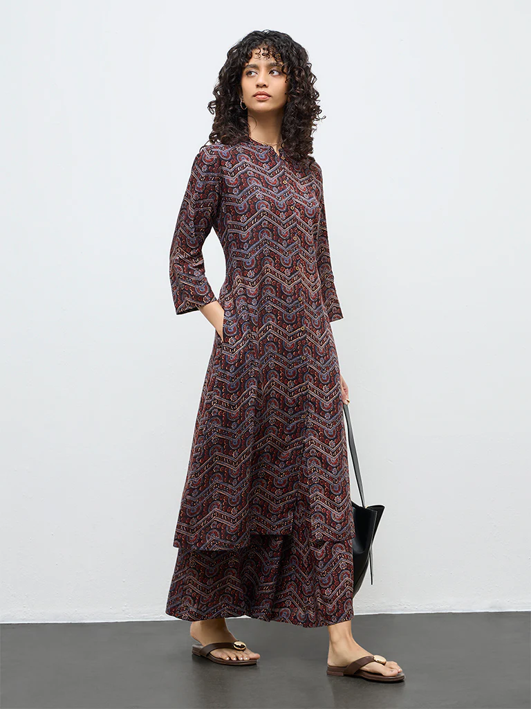 Utsa Black Chevron Printed Palazzos - Image 2