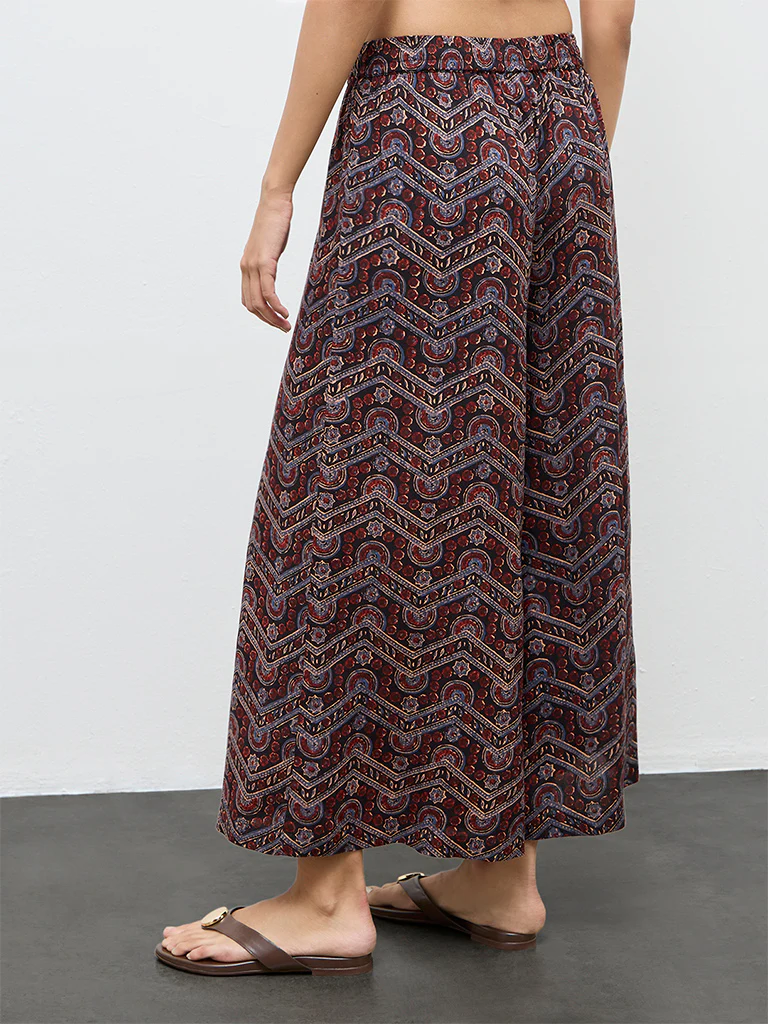 Utsa Black Chevron Printed Palazzos - Image 4