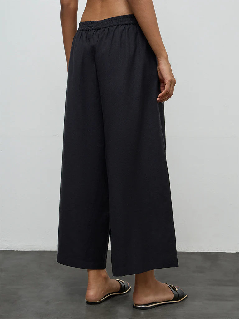 Utsa Black Cotton-Blend Pants - Image 4