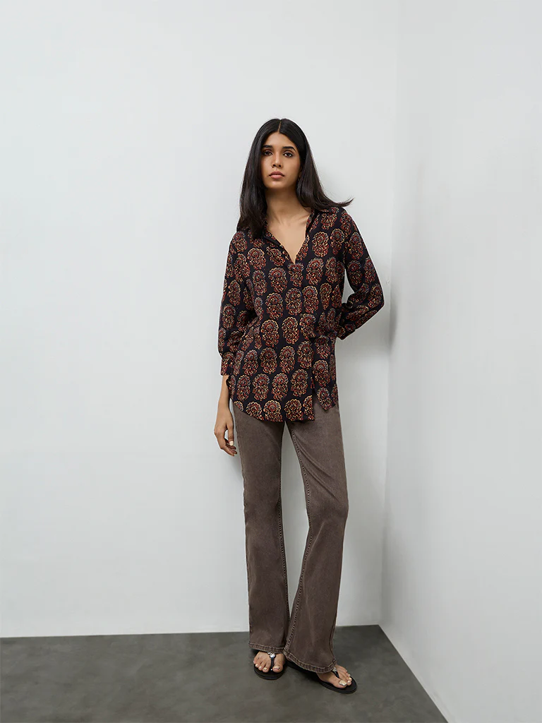 Utsa Black Floral Printed Tunic - Image 2