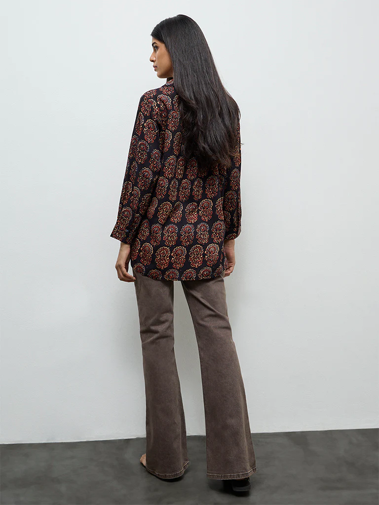 Utsa Black Floral Printed Tunic - Image 4
