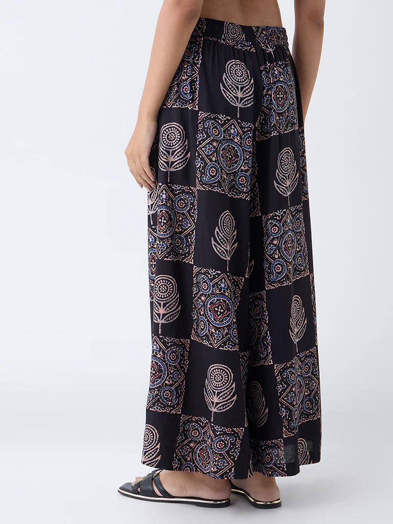 Utsa Black Printed Palazzos - Image 4