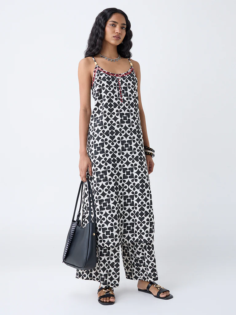 Utsa Black Printed Straight Kurta - Image 2