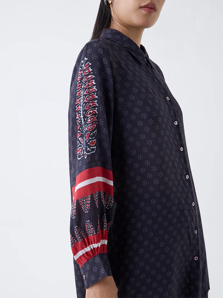 Utsa Black Printed Tunic - Image 3