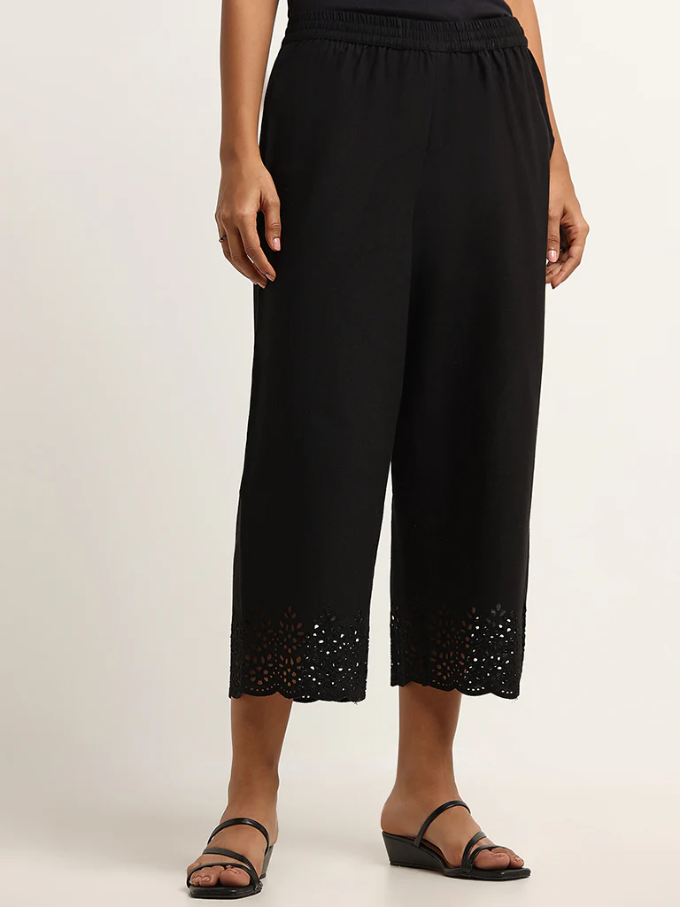 Utsa Black Schiffli Pants - Image 3
