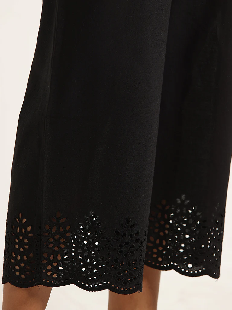 Utsa Black Schiffli Pants - Image 4