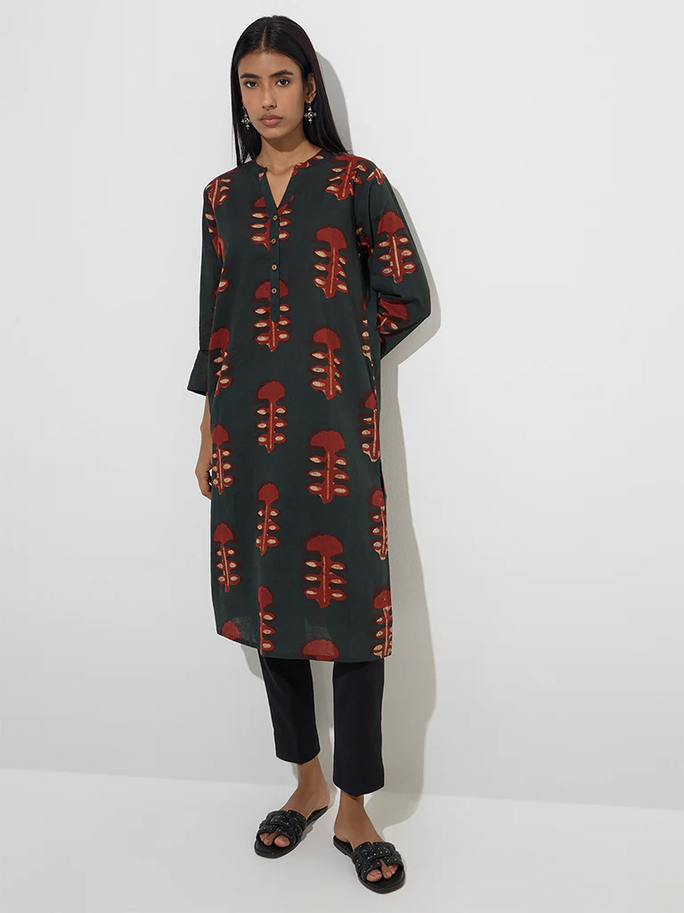 Utsa Black Solid Cotton Ethnic Pants