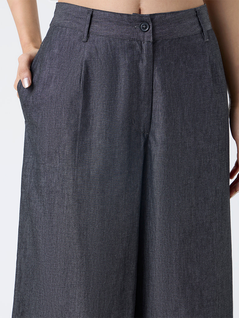 Utsa Black Solid Cotton Pants - Image 3